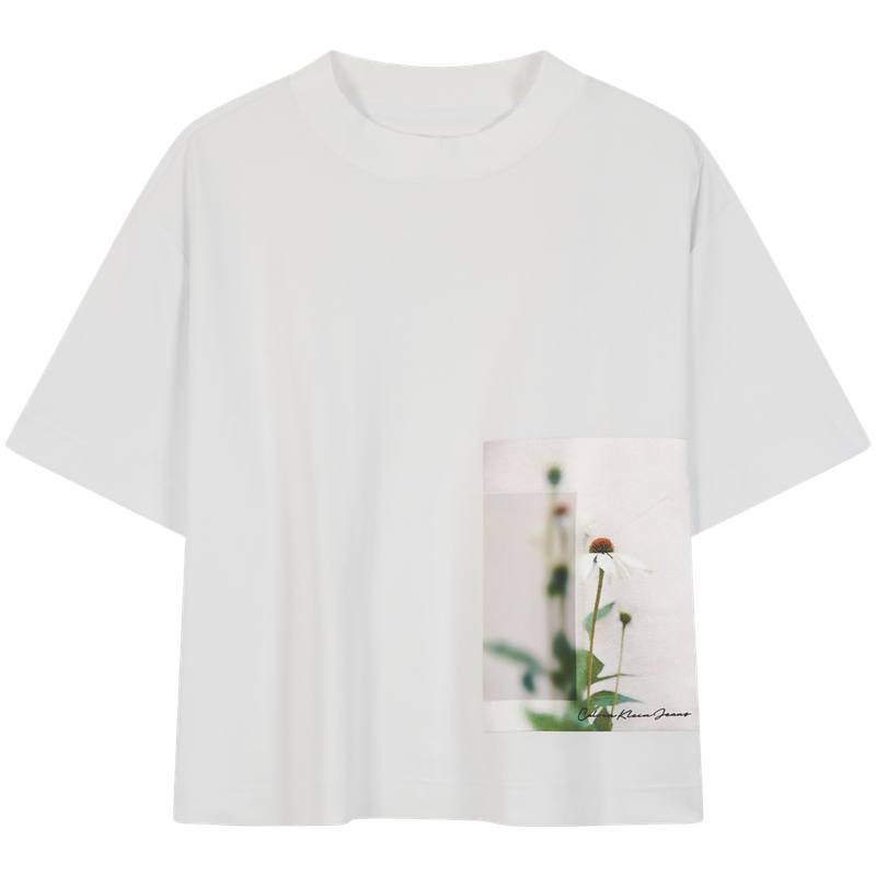 CALVIN KLEIN Drop Shoulder Sleeve T Shirt Women's Gift Box Set Included Moon White