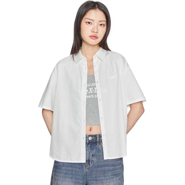 Lee Shirts Women's White Lapel Moderate Shirt