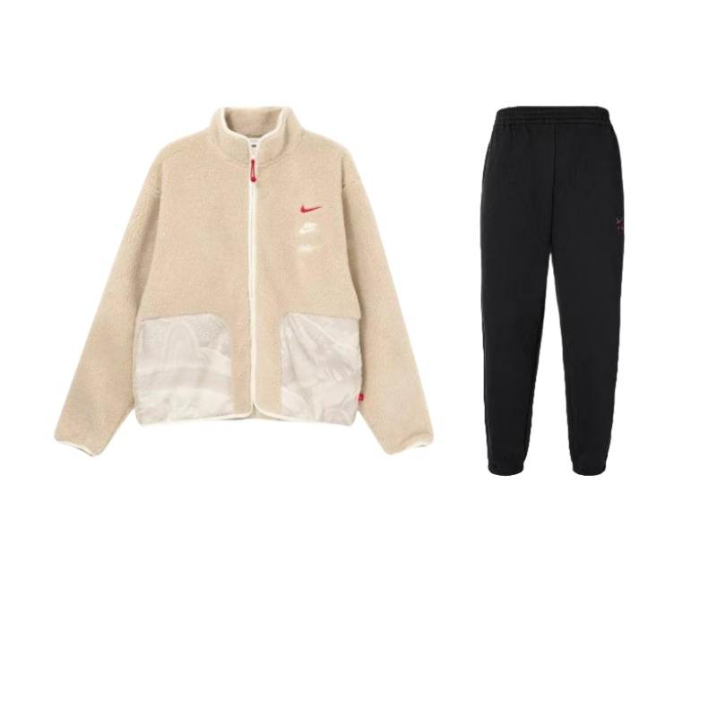 Nike Nike CNY Collection Fleece Lined Stand Collar Zippers Long Sleeved Mid Rise Elastic Pants Casual Sportswear Unisex