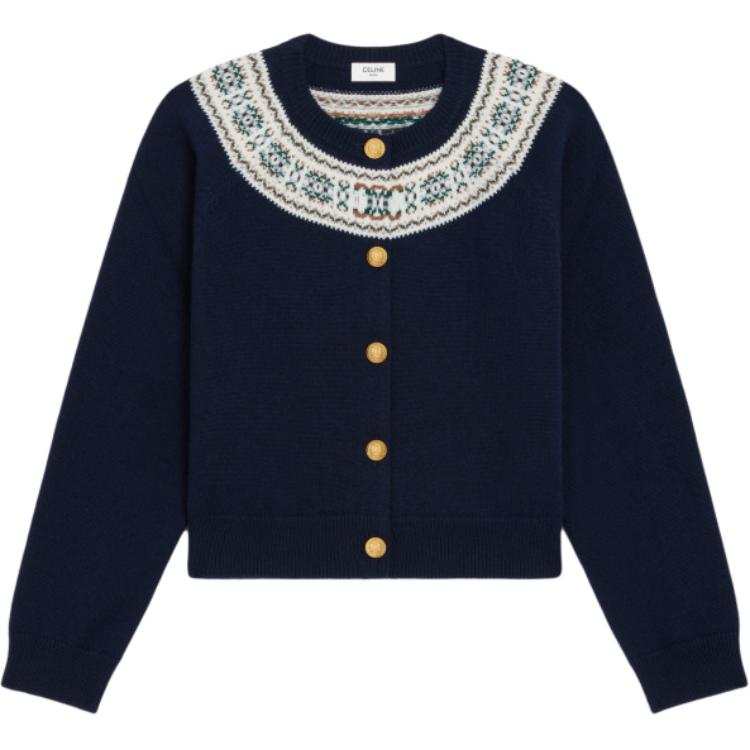 CELINE CELINE Jacquard Button Up Cardigan