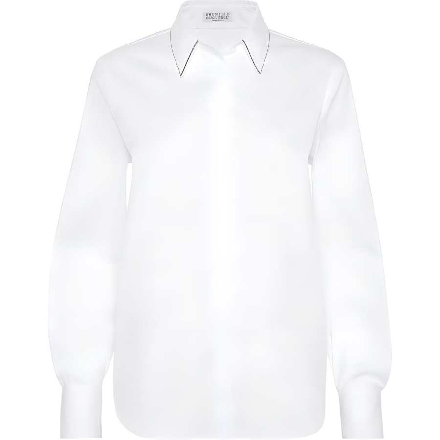 Brunello Cucinelli Monili Chain Detailed Long Sleeved Shirt