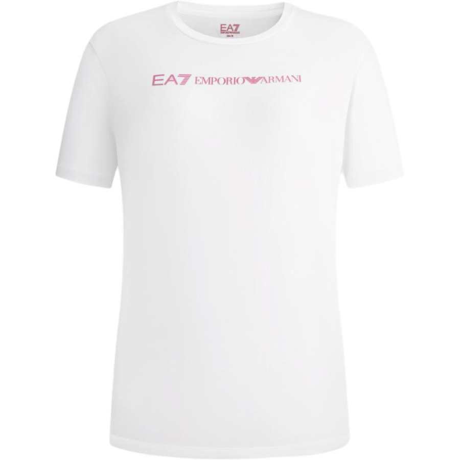 EMPORIO ARMANI EA7 SS23 Letter Logo Crew Neck Pullover Short Sleeved T Shirt Women's White