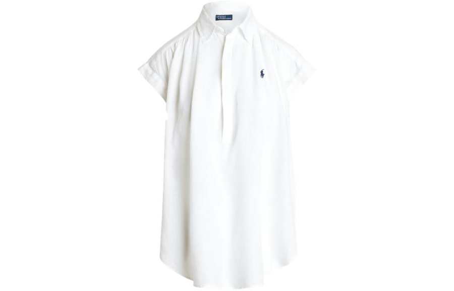 Polo Ralph Lauren Polo Pony Embroidered Curved Hem Blouse