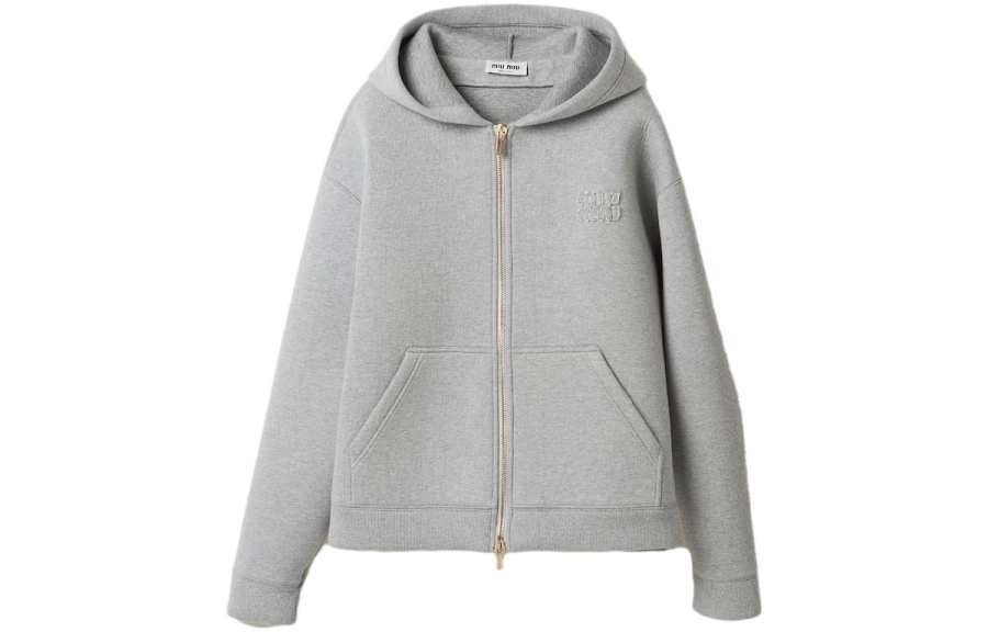MIU MIU Logo-appliqué Cotton Hoodie
