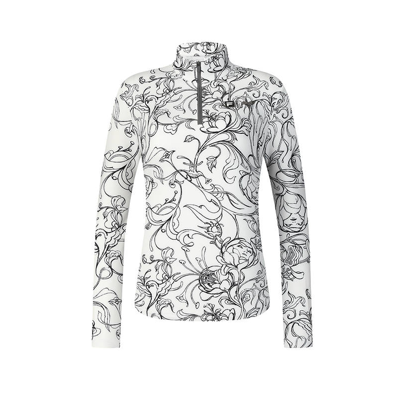 FILA SKl Collection, Plant And Floral Pattern Fashion Fleece Lined Casual Comfortable Long Sleeved T Shirt Women's