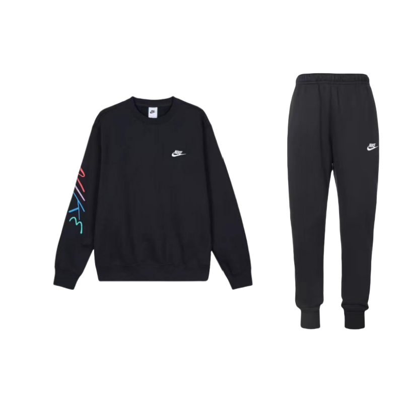 Nike Nike Logo Embroidery Crew Neck Fleece Lined Hoodies & Sweatshirts Comfortable Elastic Cuff Pants Casual Sportswear