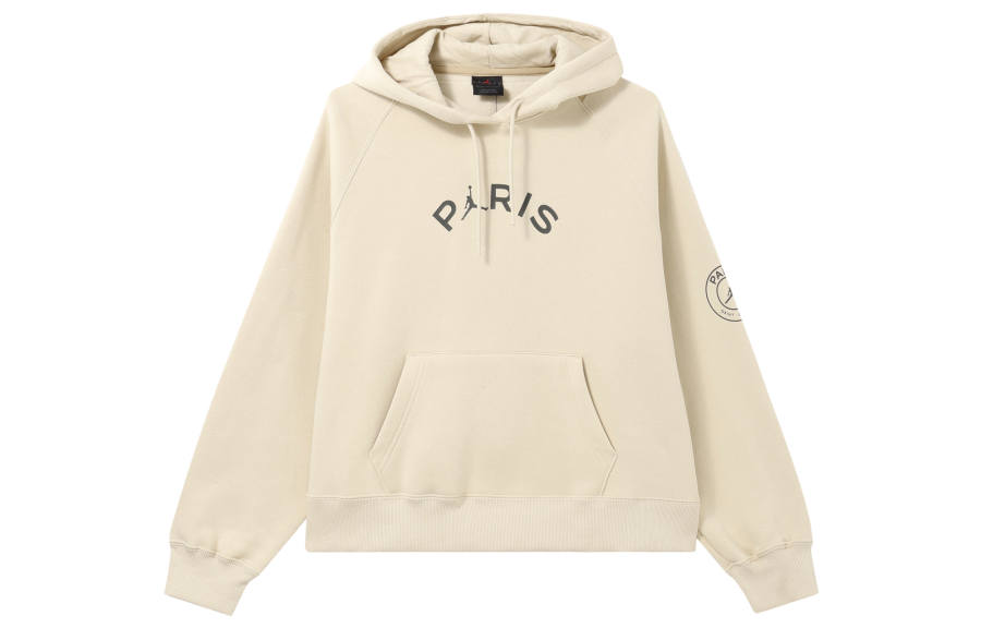 Jordan Jordan x PSG Brooklyn SS24 Paris Saint Germain, Letter Hooded Casual Fleece Lined Sweatshirt Women's Khaki