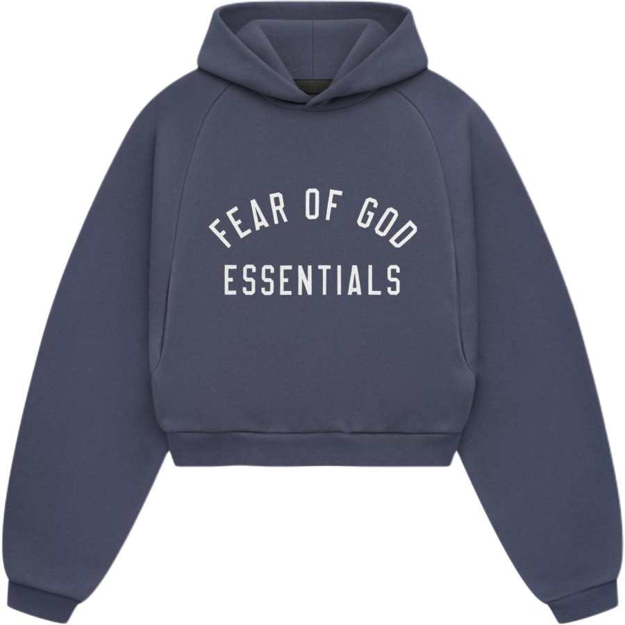Fear Of God Essentials Women's Fleece Cropped Hoodie Marine