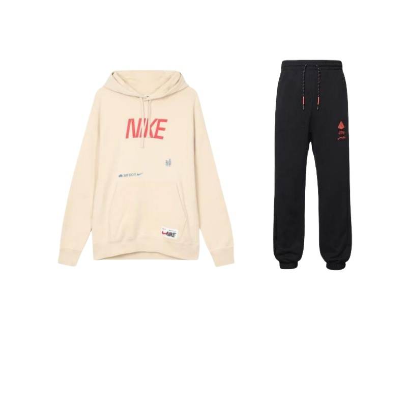 Nike Nike CNY Sportswear Minimalist Style Letter Print Fleece Lined Hoodie With Elastic Cuff Knitted Fabric Pants