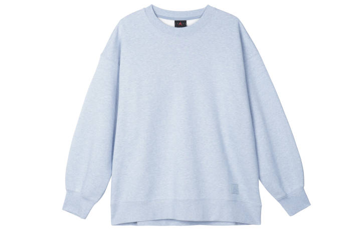 Jordan Jordan Solid Color Crew Neck Casual Fleece Lined Long Sleeved Shirt Sweatshirt Women's Blue Gray