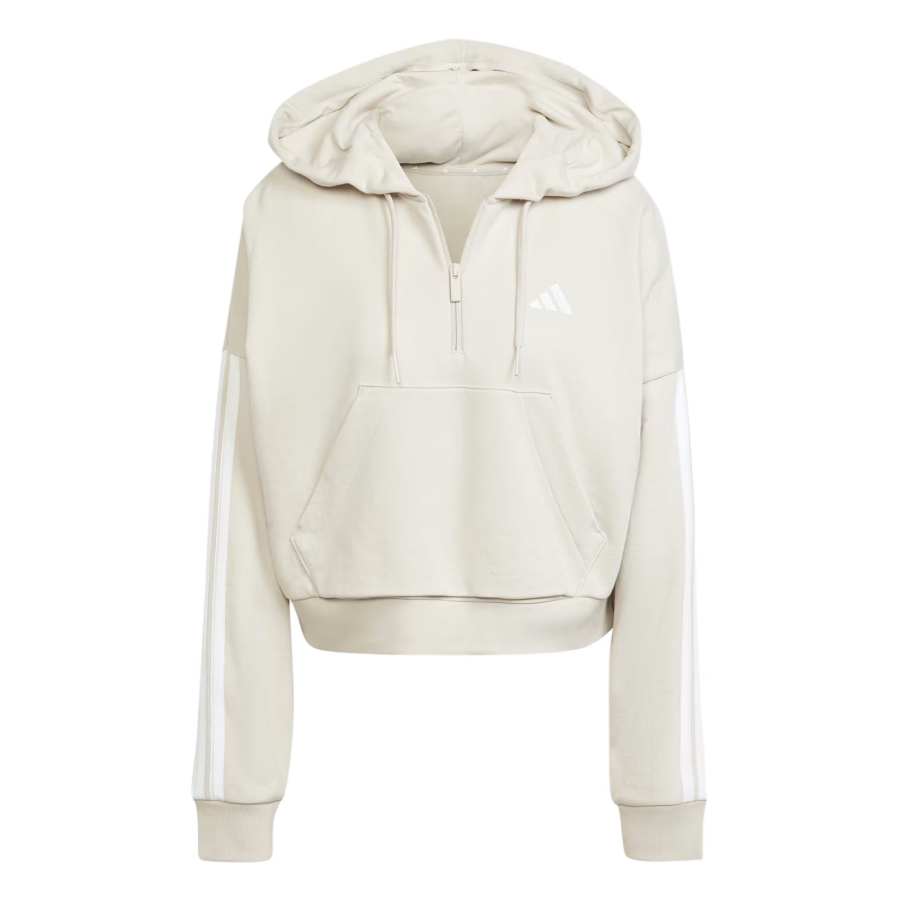 Adidas Adidas Essentials 3 Stripes French Terry Quarter Zip Hoodie Wonder Alumina/White