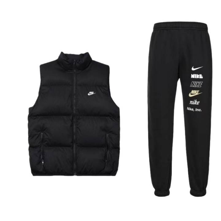 Nike Nike Minimalist Style Brand Logo Letter Sleeveless Vest Fleece Lined Warm Retaining Tight Fitting Knitted Pants