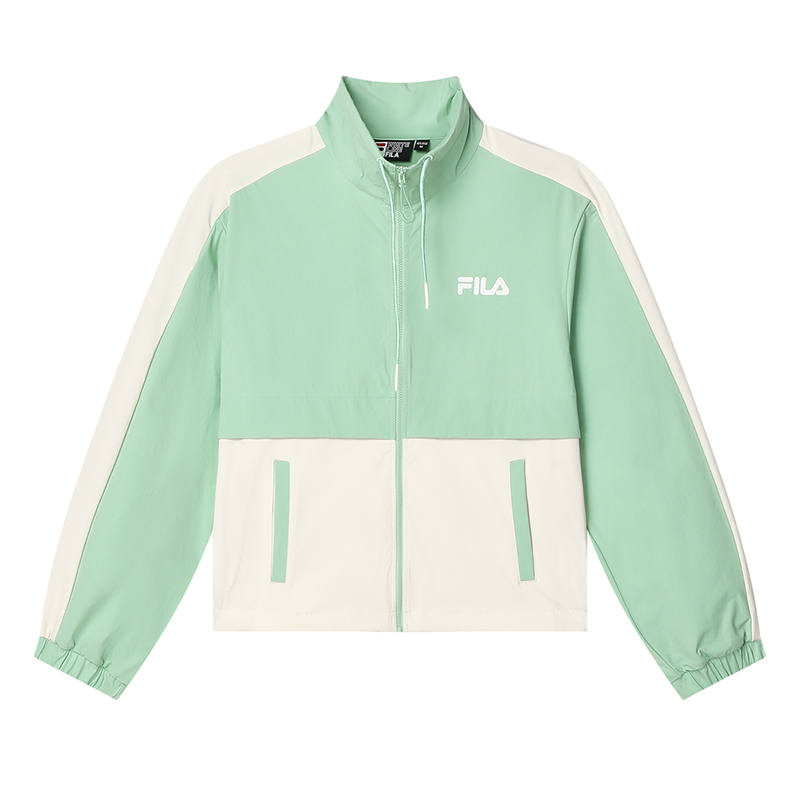 FILA Jackets Women's Turquoise Smoke Green Stand Collar Moderate Workwear