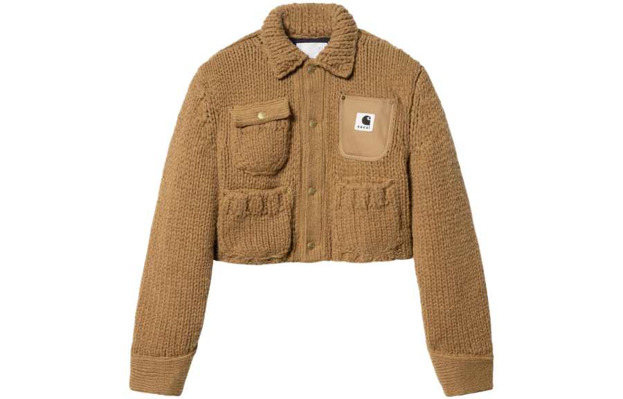 Sacai X Carhartt Wip Women's Knit Michigan Jacket Beige