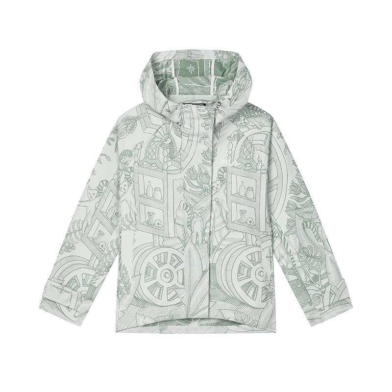 FILA Jackets Women's All Over Print Hooded Non Detachable Moderate