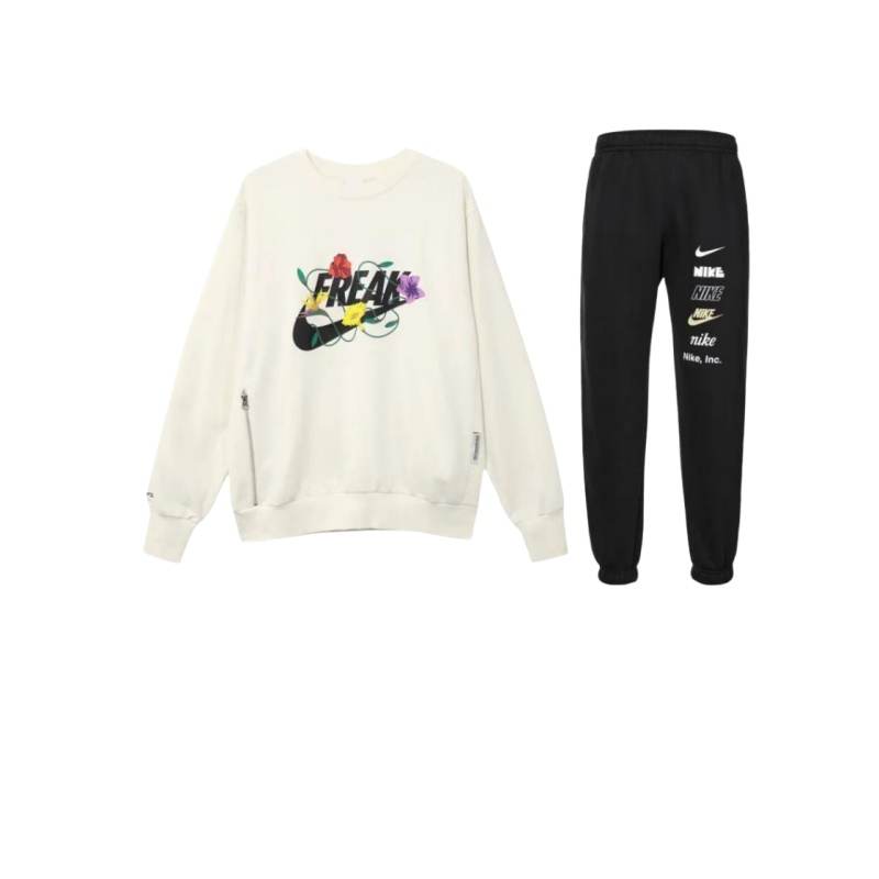 Nike Nike Casual Sportswear Unisex Ecru/Black Crew Neck Moderate