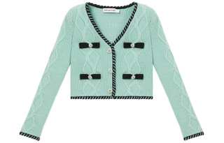 Self-portrait Crystal-embellished Cable-knit Miniskirt