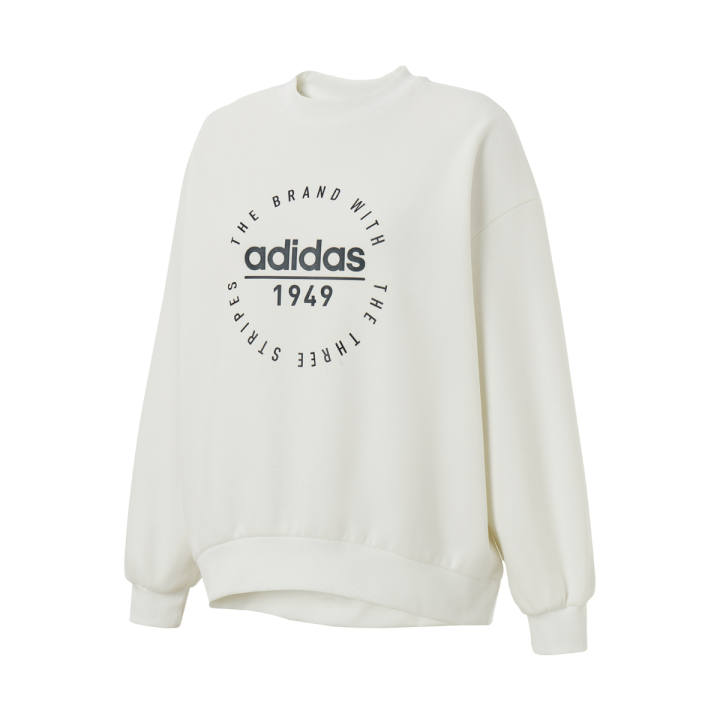 Adidas Adidas Letter Pattern Fleece Lined Cold Resistant Long Sleeved Sweatshirt Women's White