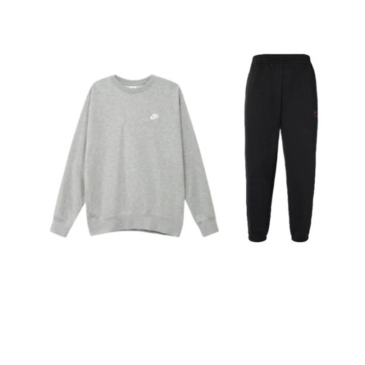 Nike Nike Sportswear Club Crew Neck Pullover Sweatshirt Solid Color Fleece Lined Pants Comfortable Casual Sportswear Unisex