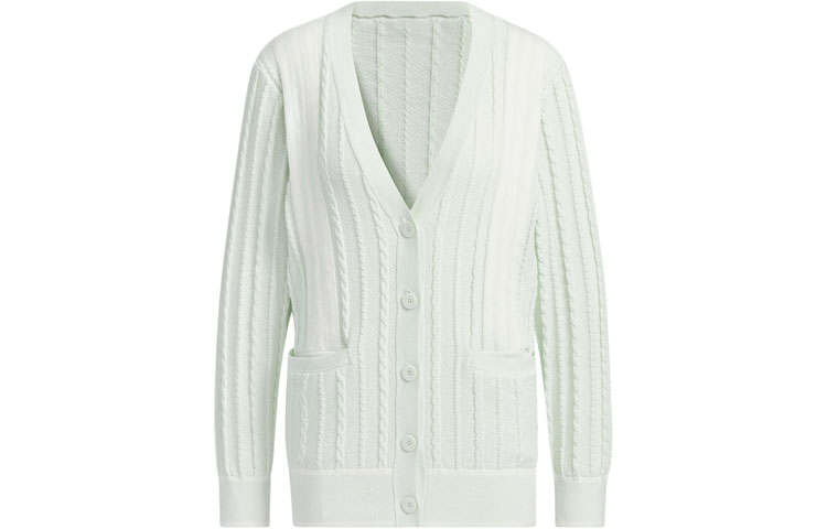 Adidas Adidas Primeknit Cable Pattern Cardigan Knitwear Women's Light Green
