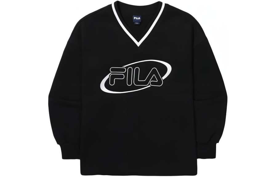 FILA Sweatshirts Women's Black V Neck Moderate Regular