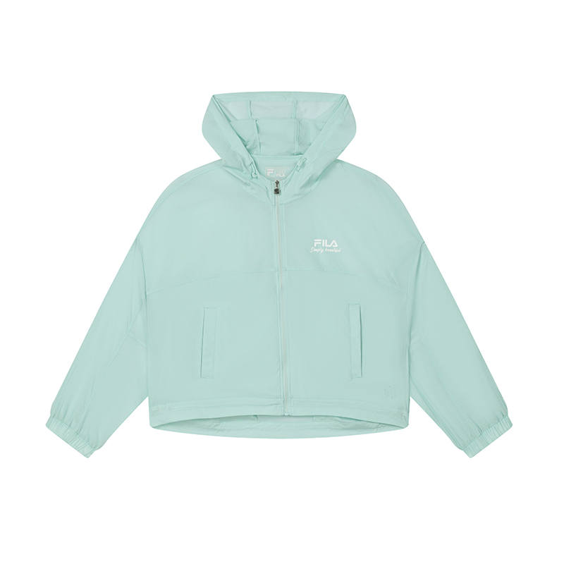 FILA Jackets Women's Drip Aqua Green Hooded Thin Workwear
