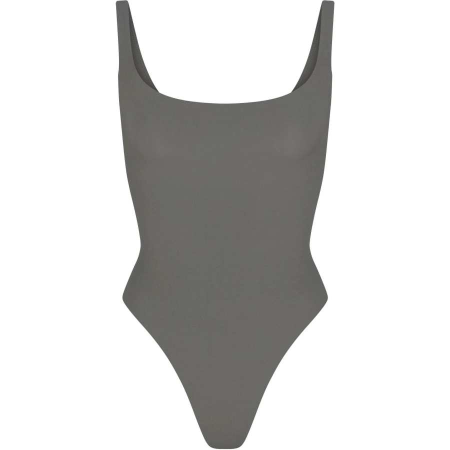 Skims FITS EVERYBODY SQUARE NECK BODYSUIT Jumpsuit Women's Gunmetal/Bronze