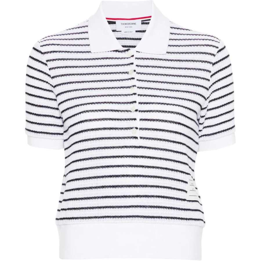 THOM BROWNE THOM BROWNE Textured Striped Polo Shirt