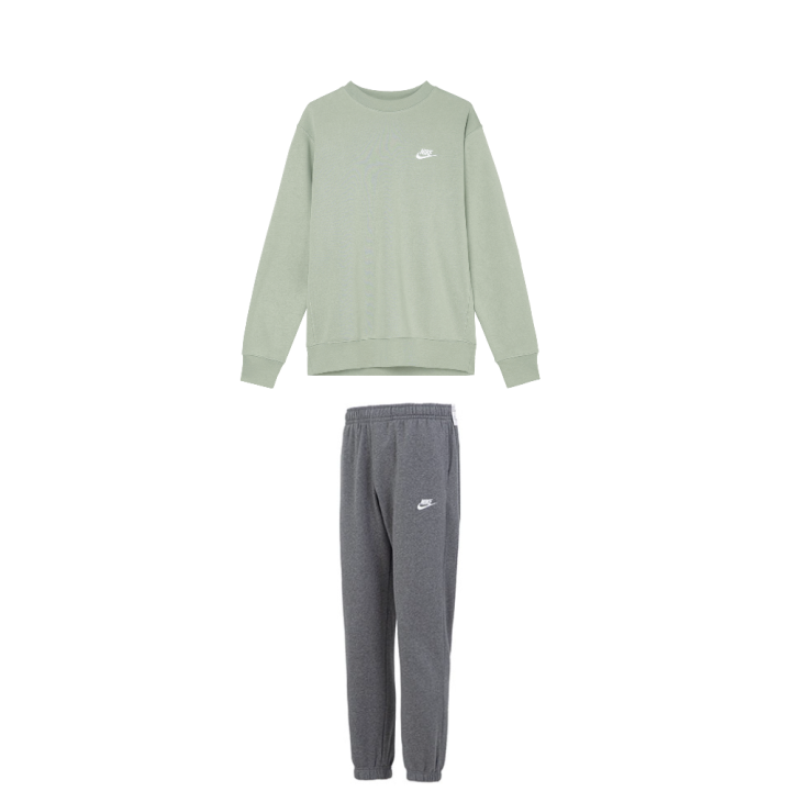 Nike Nike Casual Sportswear Men's Green/Gray Crew Neck Thickened And Fleece Lined