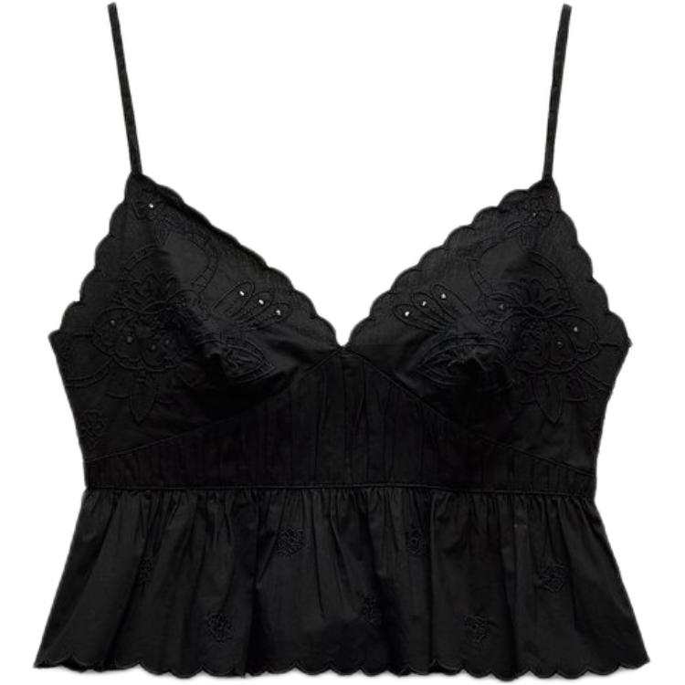 ZARA Camisoles Women's Black V Neck Moderate Other