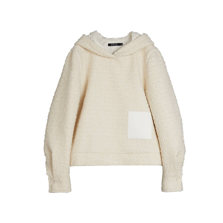 ELLE Sweatshirts Women's Ecru Hooded Moderate Regular