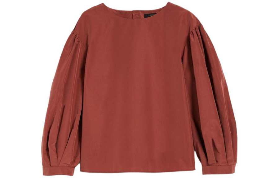 WEEKEND MaxMara Zeus Collection Taffeta Blouse Shirt Women's Rusty Red