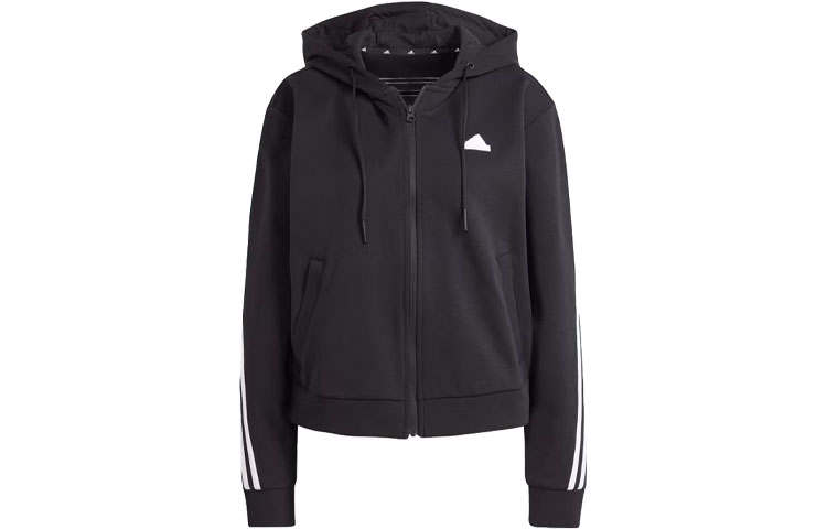 Adidas Adidas Future Icons 3 Stripes Full Zip Hoodie Sweatshirt Women's Black