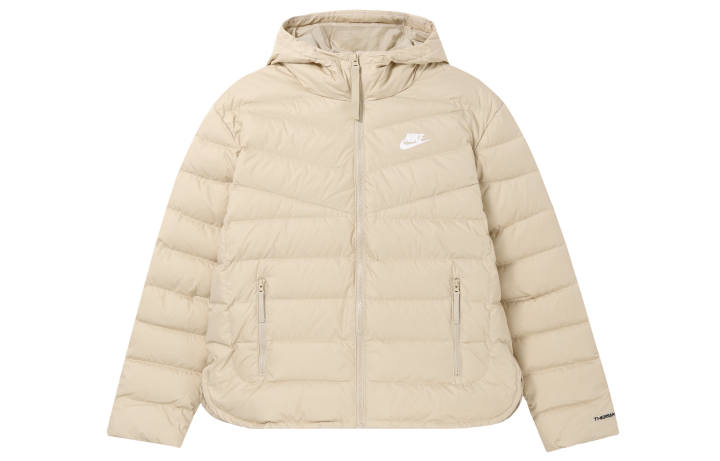 Nike Nike Down Jackets Women's Ecru Hooded Lightweight Quilted Down Jacket