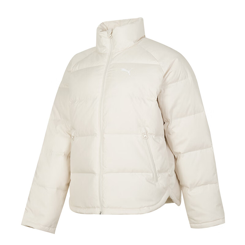 PUMA Down Jackets Women's Ecru Stand Collar Moderate Puffer Jacket