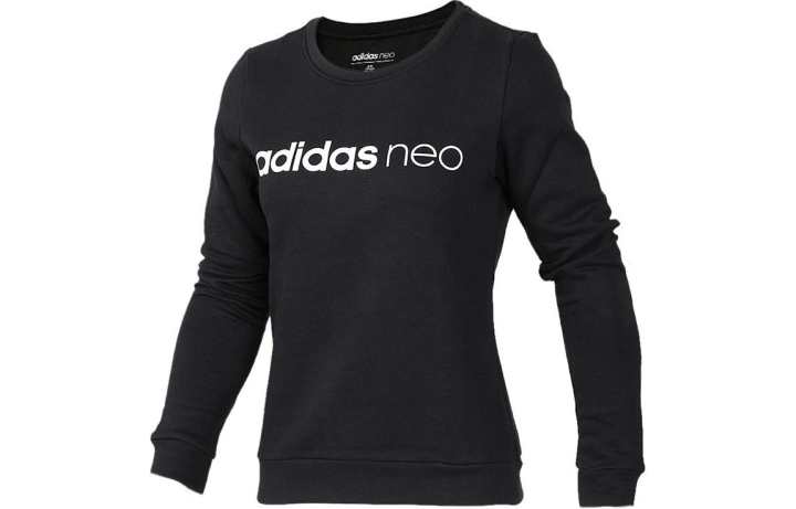 Adidas Adidas Fleece Lined Crew Neck Casual Solid Color Sweatshirt Women's Black