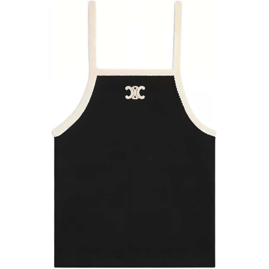 CELINE CELINE Tank Top With Triomphe Embroidery In Cotton Jersey