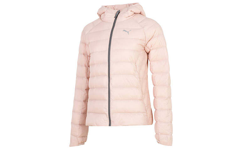 PUMA Down Jackets Women's Rose Pink Hooded Moderate Quilted Down Jacket