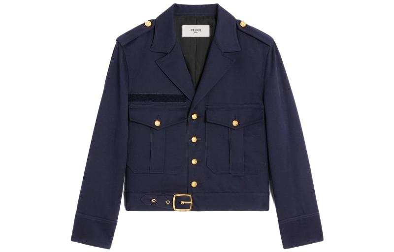 CELINE CELINE Cropped Saharienne Jacket In Diagonal Wool