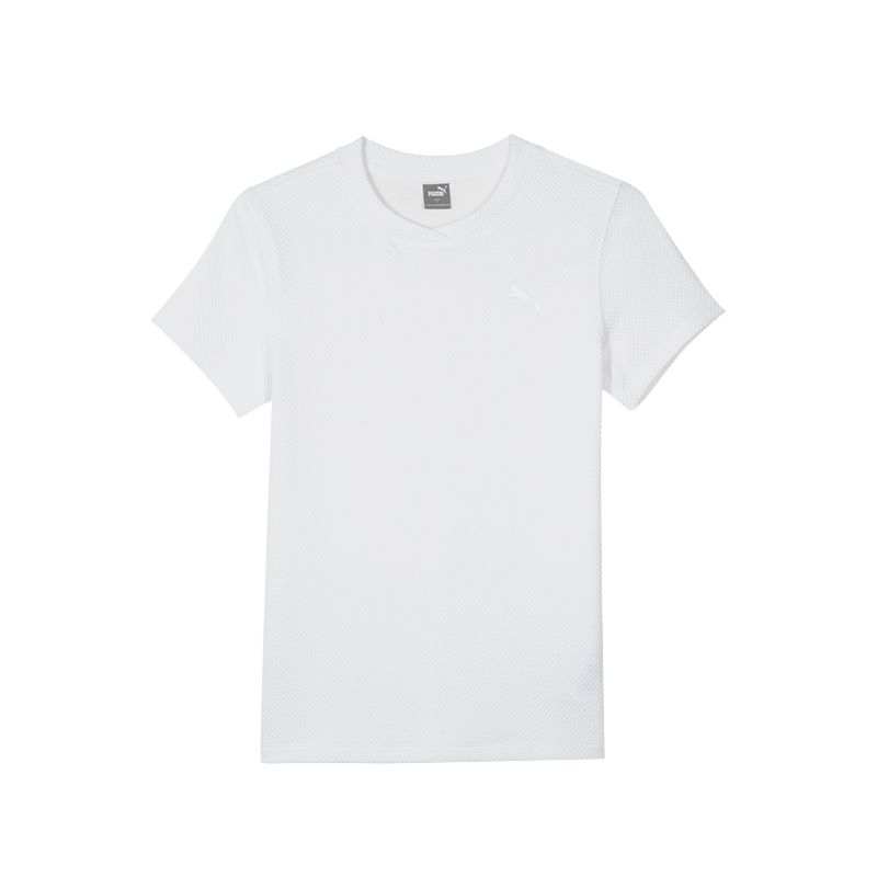 PUMA T Shirts Women's White Crew Neck Moderate Straight Fit