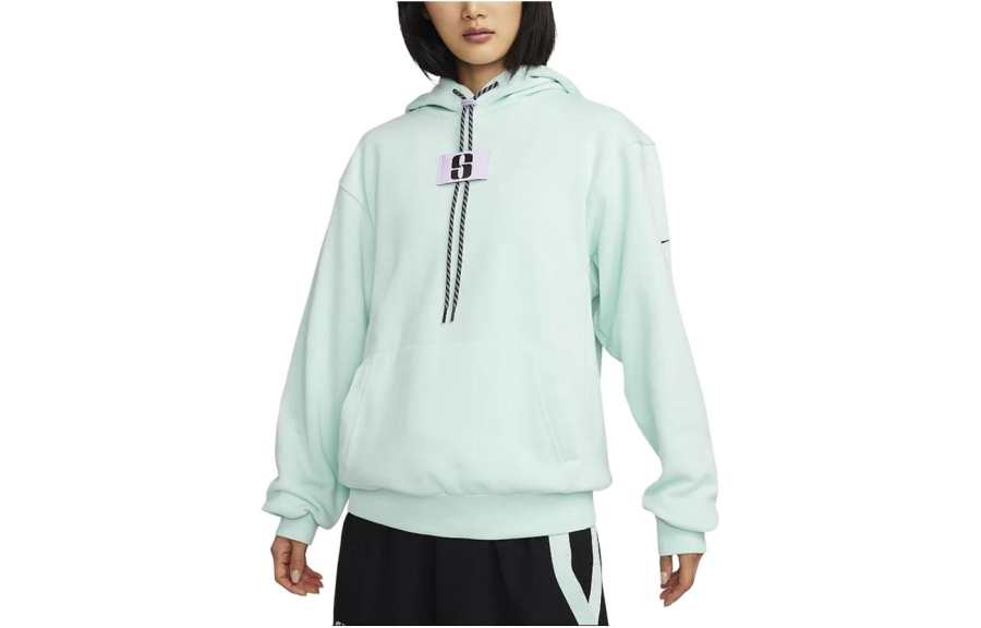 Nike Nike Sabrina Letter Label Hooded Fleece Lined Casual Sweatshirt Women's Ice Emerald Blue
