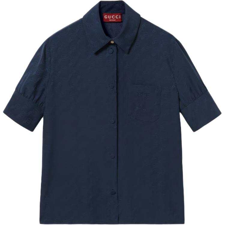 GUCCI Gg And Chain Silk Jacquard Shirt