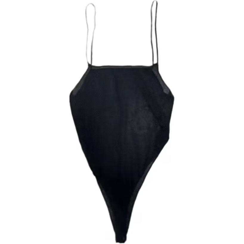 YEEZY Bodysuits Women's Black Square Collar