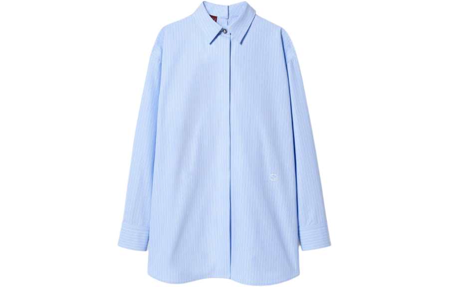 GUCCI Shirts Women's Blue Pointed Collar Moderate Other