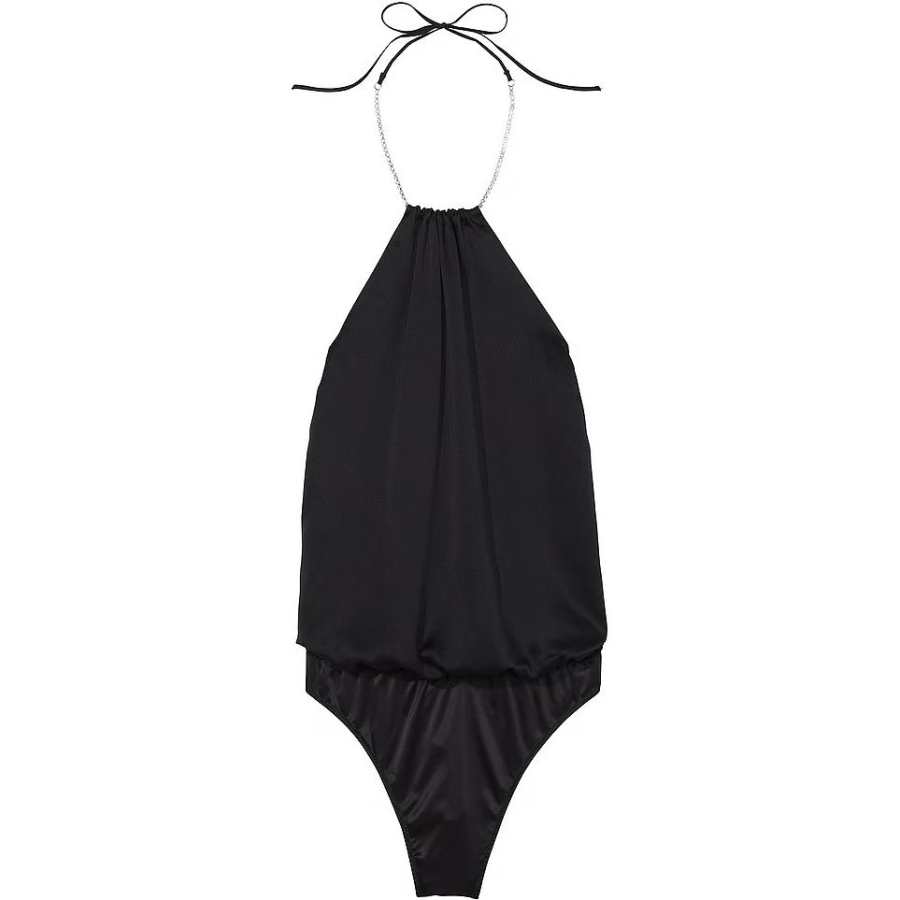Victoria's Secret Very Sexy Twinkle Strap Satin Teddy/BLACK Jumpsuit Women's Black