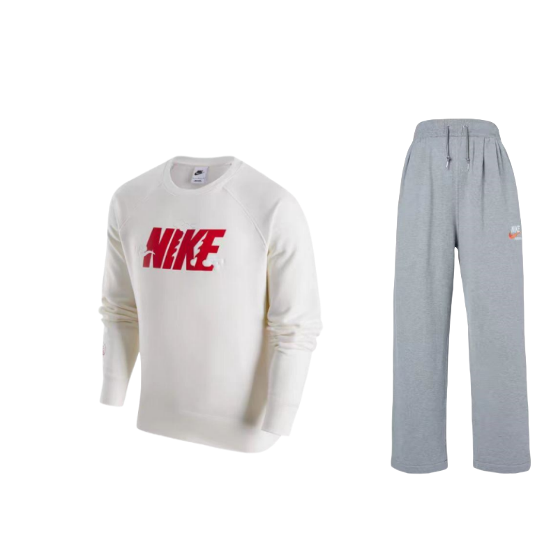 Nike Nike CNY Collection Letter Logo Pattern Fleece Lined Crew Neck Raglan Sweatshirt With Lace Up Pants Casual Sportswear