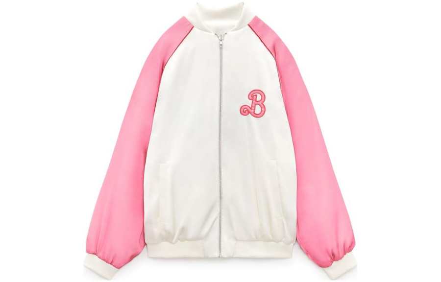 ZARA X Barbie Zara X Barbie Jackets Women's White Baseball Collar Moderate Pilot