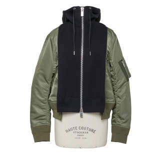 Sacai Panelled Hooded Drawstring Jacket