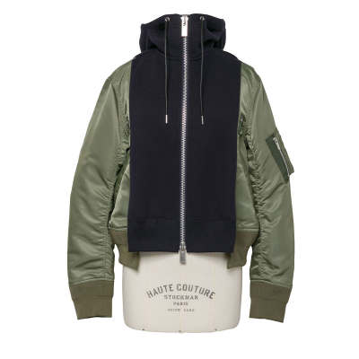 Sacai Panelled Hooded Drawstring Jacket