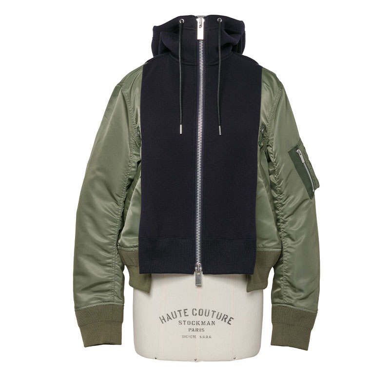 Sacai Sacai Panelled Hooded Drawstring Jacket